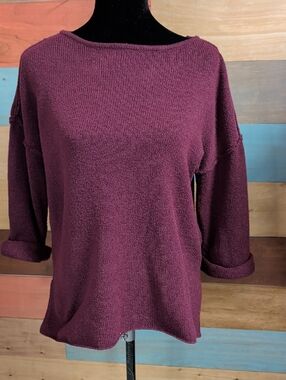 Olivia Sky Scoop Neck Sweater in Plum